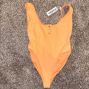 Frankie’s Bikinis Daphne Ribbed Coral One-Piece